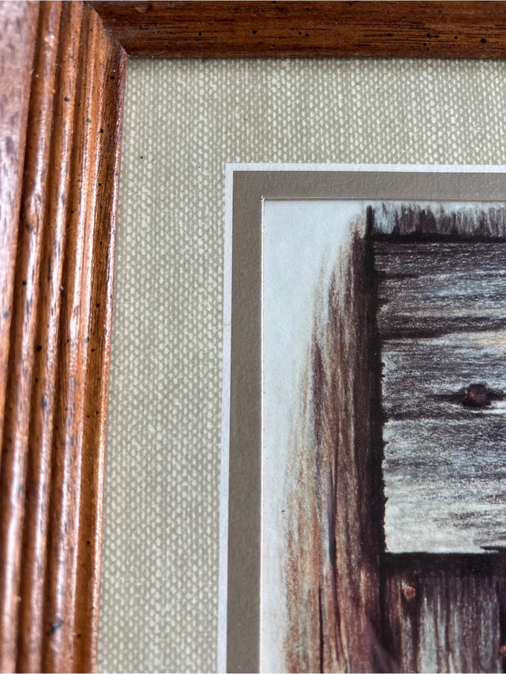 Vintage Art Print, “Duck With Ducklings” 1984 Kathleen Casey Matted Wood Frame